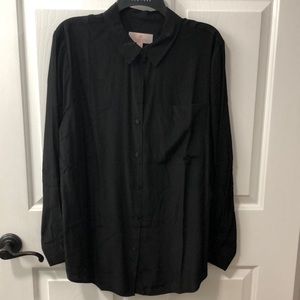 Laurie Felt black button down blouse shirt M